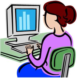 Cartoon - woman working at computer