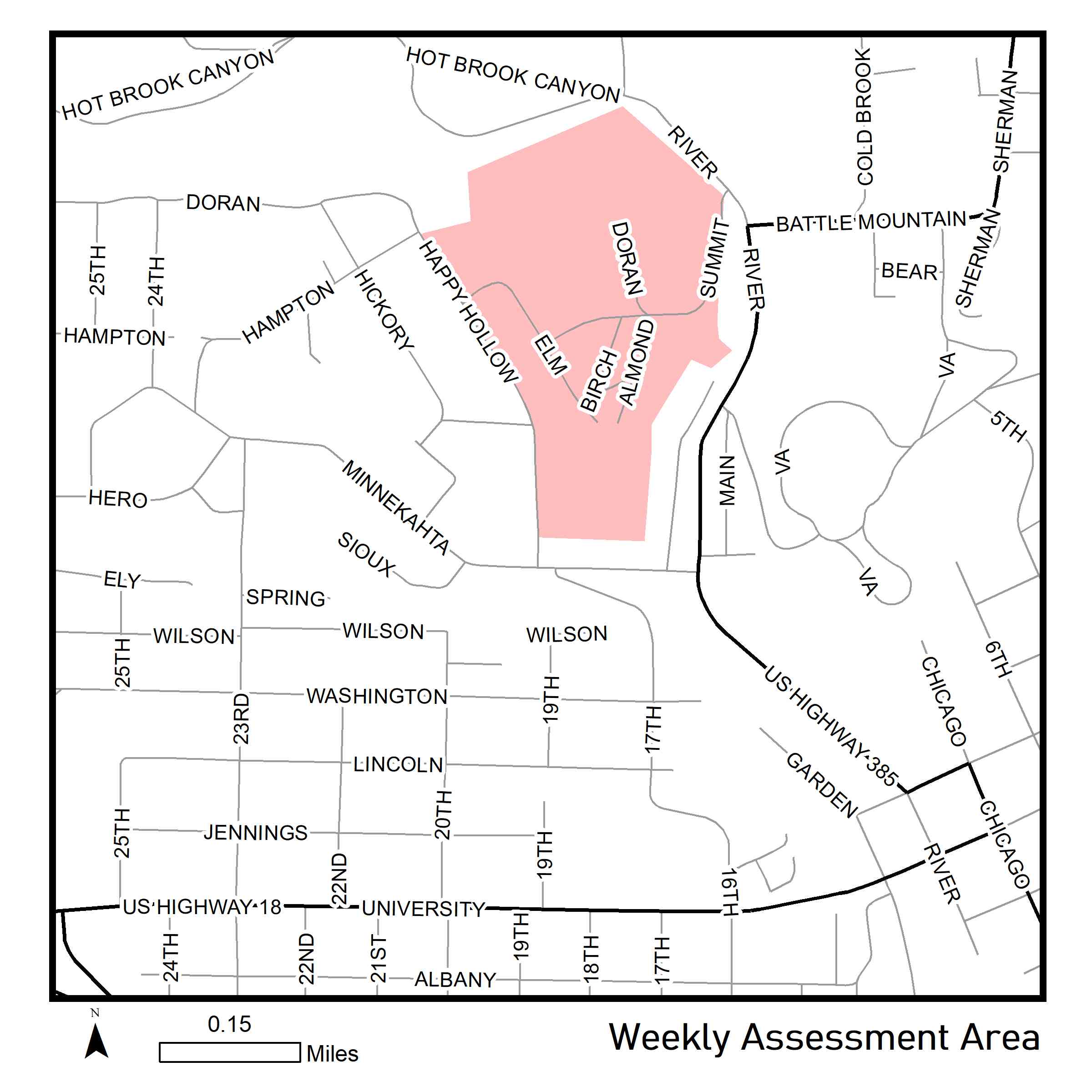 Map of Weekly reassessment area - week of May 26th 2020