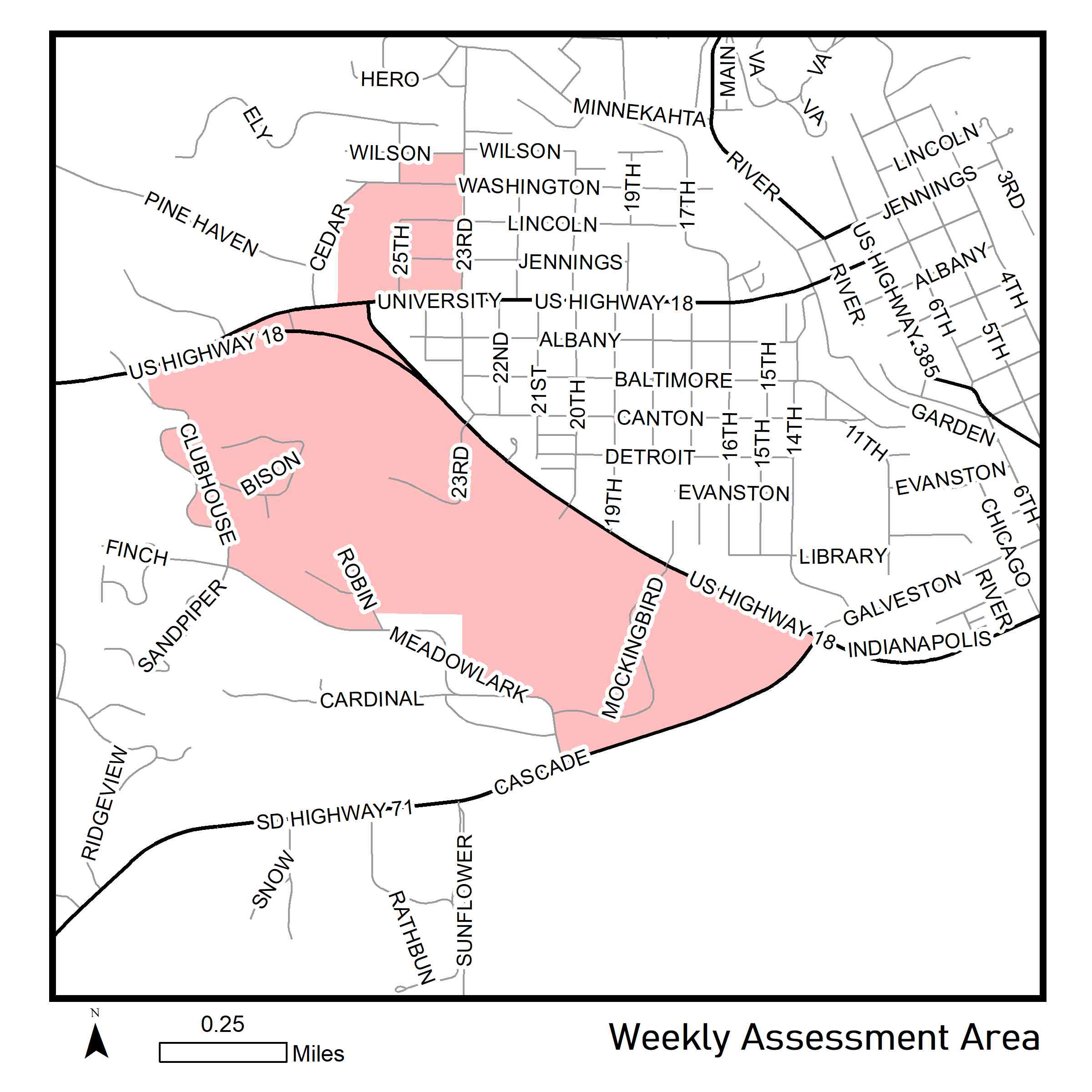 Map of weekly assessment area for June 29th 2020.