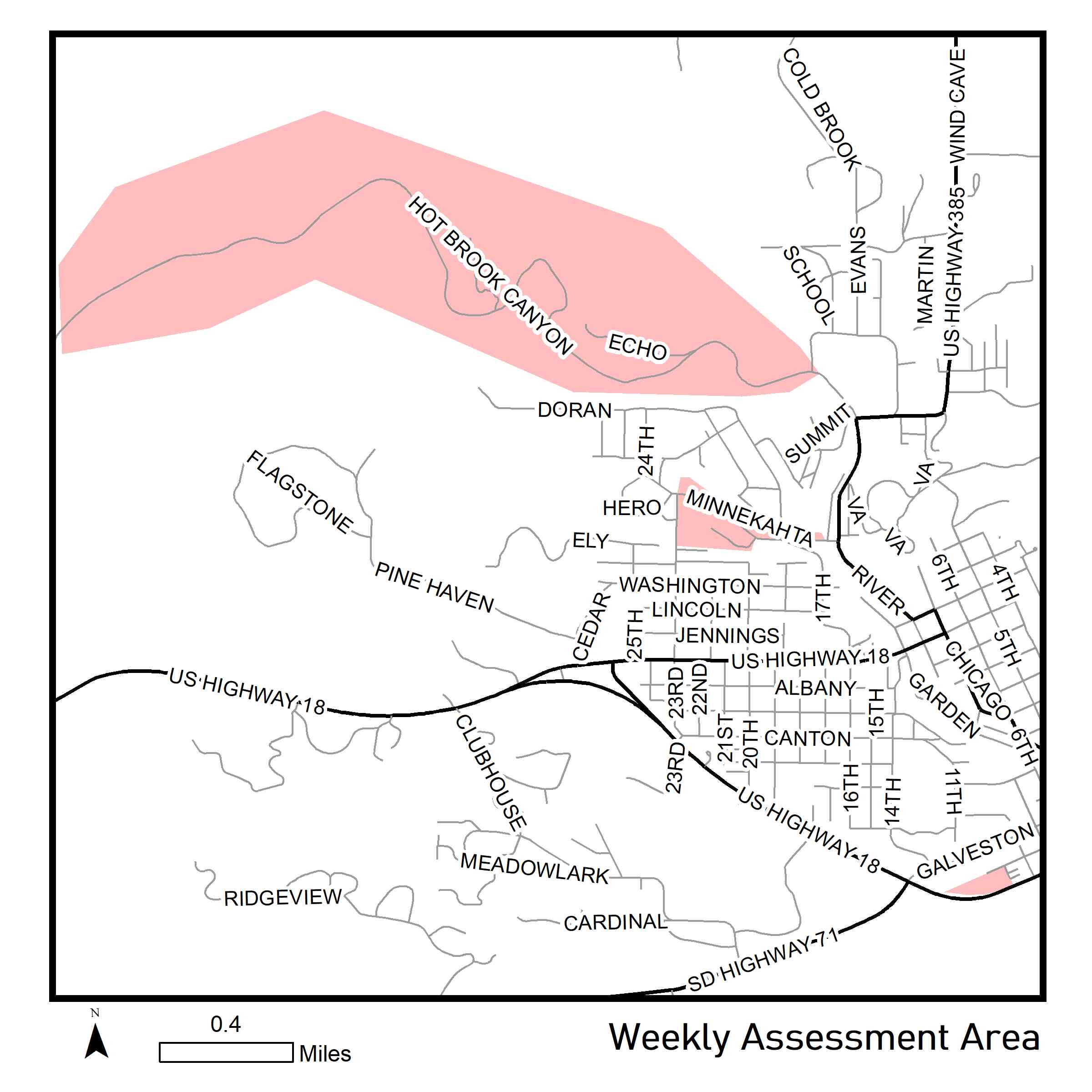 Map of reassessment area for week of July 13th 2020.