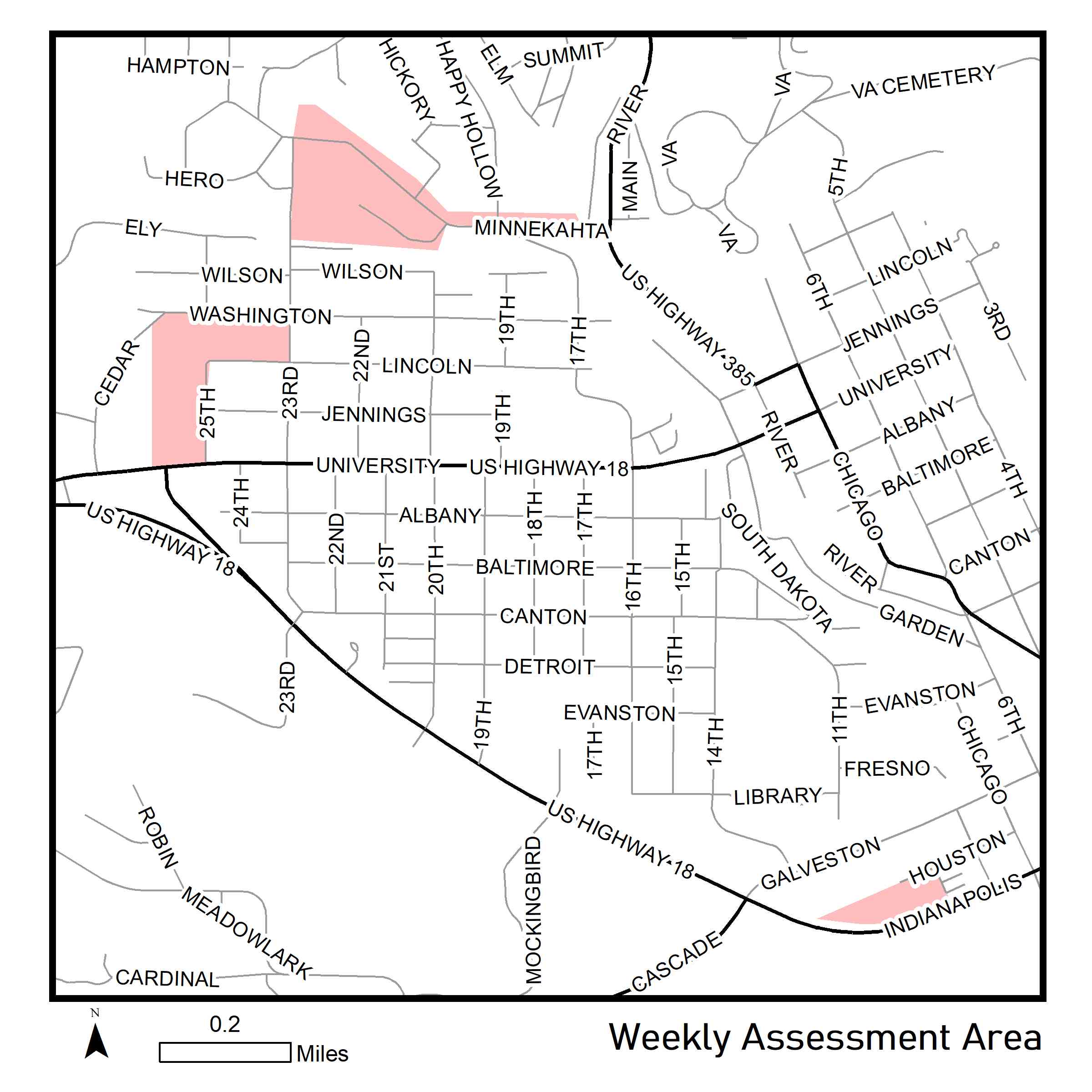 Map of reassessment area week of July 13th 2020, updated map.