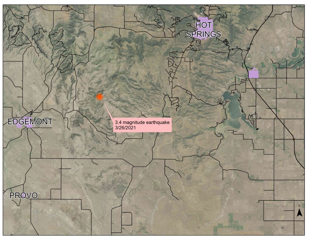 Map of 3.4 magnitude earthquake from March 26th 2021.