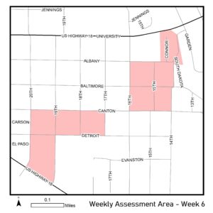 Map of assessment area for week of July 19th, 2021.