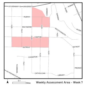 Map of reassessment area for beginning of August 2021. 