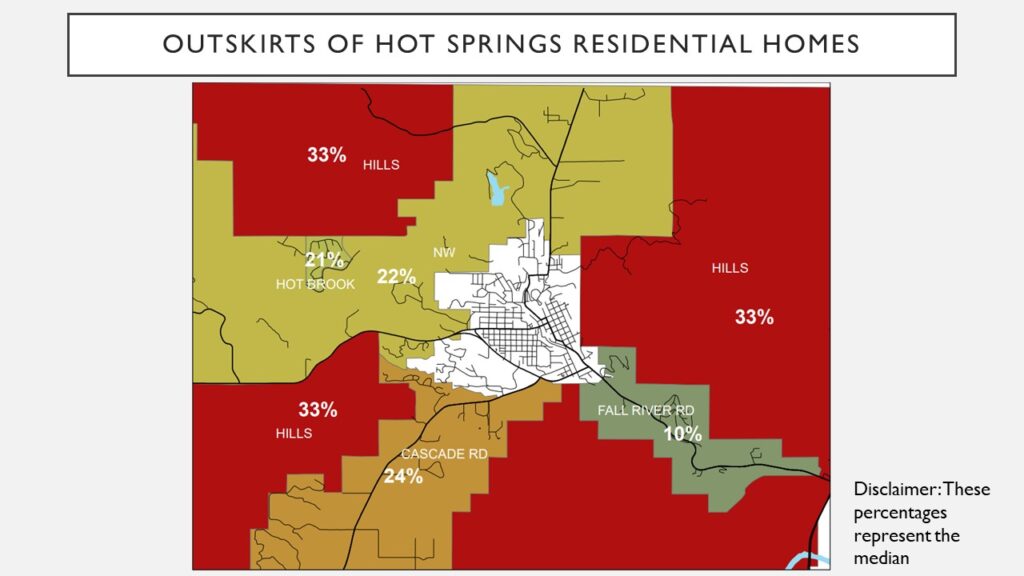 Map of residential home increases in the areas around Hot Springs. 