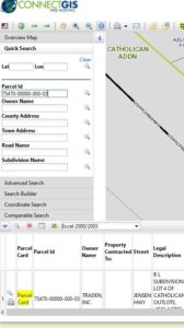 show where to click to pull up parcel card on online map