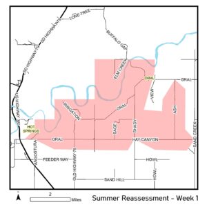 Map of reassessment area for week of May 8th, 2023.