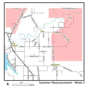 Map of reassessment area for the week of May 22nd, 2023.