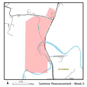 Map of reassessment area for Friday, May 26, 2023. 