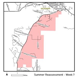 Map of reassessment area for week of August 19th 2024 in Fall River County.