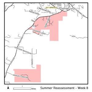 Map of reassessment area for the week of August 26th 2024. 