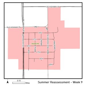 Map of reassessment area for week of September 2nd 2024. 