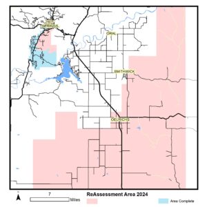Map of 2024 reassessment area showing what areas are complete.