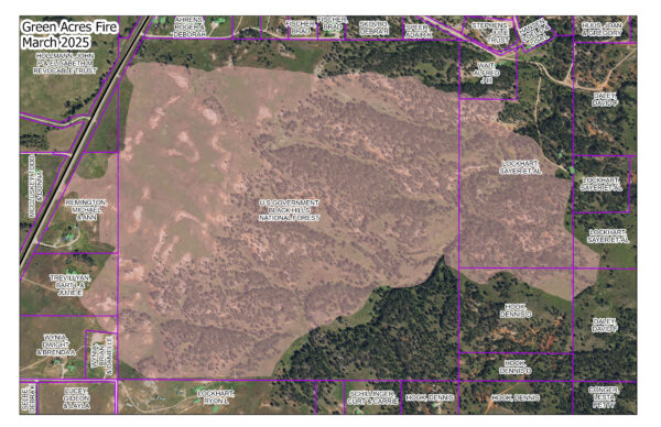 Map of Green Acres Fire with affected landowners.