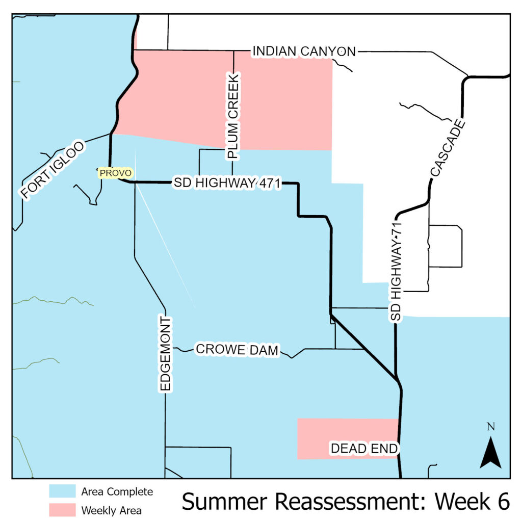 Map of reassessment area outside of Edgemont for week of June 23, 2025.