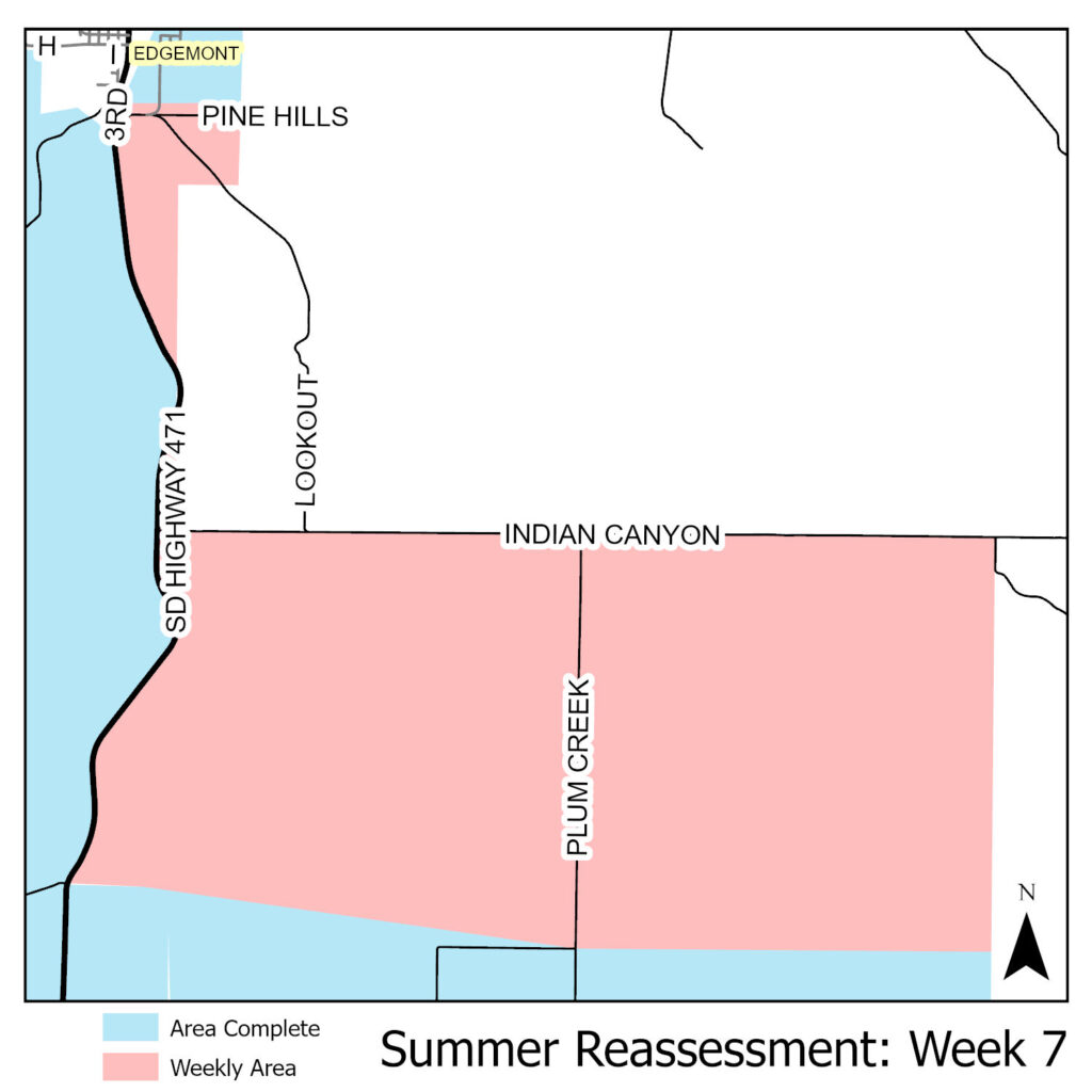Map of reassessment area for week of June 30th, 2025.