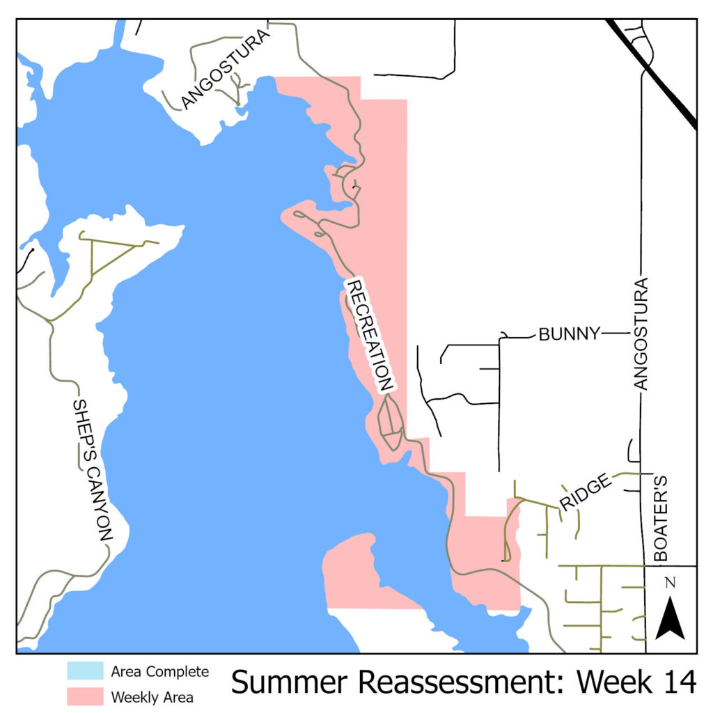 map of reassessment area for week of August 18th, 2025.