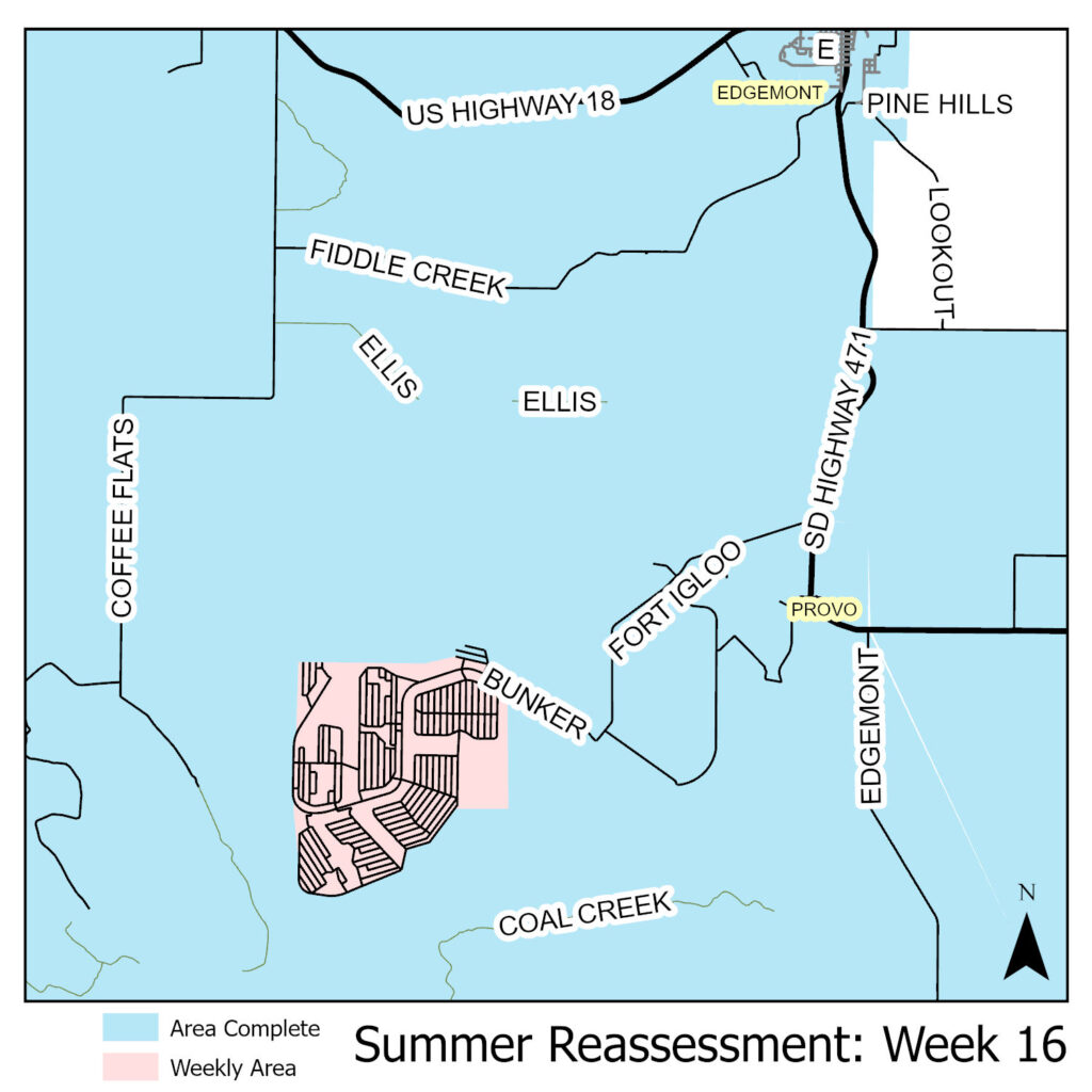 Map of reassessment area for week of September 8th, 2025.