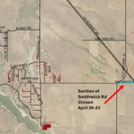 map showing section of Smithwick road closed from April 20th to April 23rd.